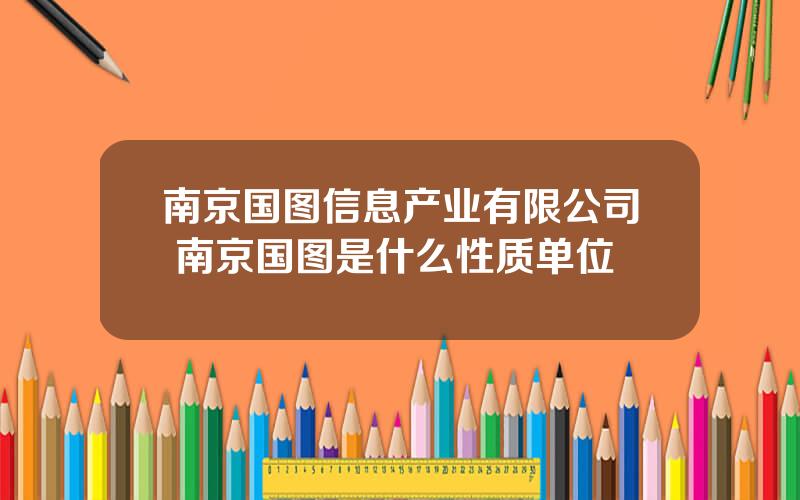 南京国图信息产业有限公司 南京国图是什么性质单位